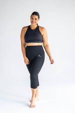 Black 3/4 Length + Sports Bra Two-Piece Set - Anam Activewear