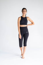 Black 3/4 Length + Sports Bra Two-Piece Set - Anam Activewear